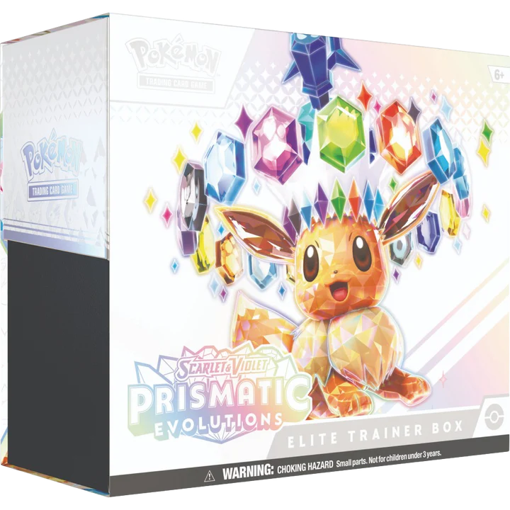 Pokemon Prismatic Evolutions Elite Trainer Box, side view