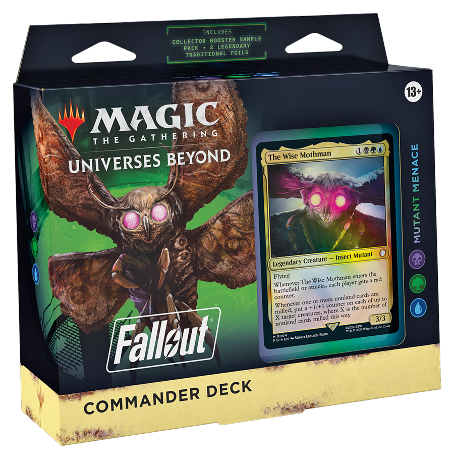 Magic: The Gathering Fallout Mutant Menace Commander Deck, left angled packaging view