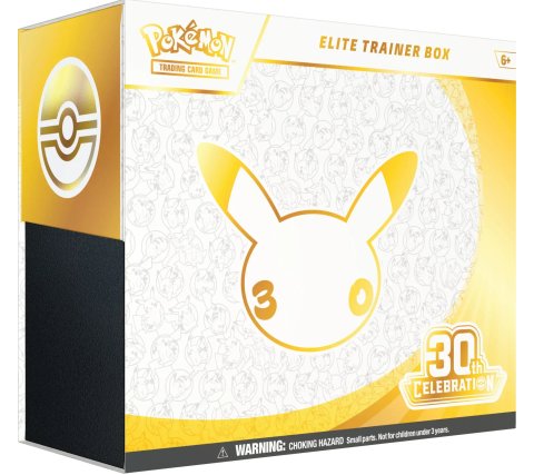 Pokémon TCG 30th Celebration Elite Trainer Box, front packaging featuring Pikachu